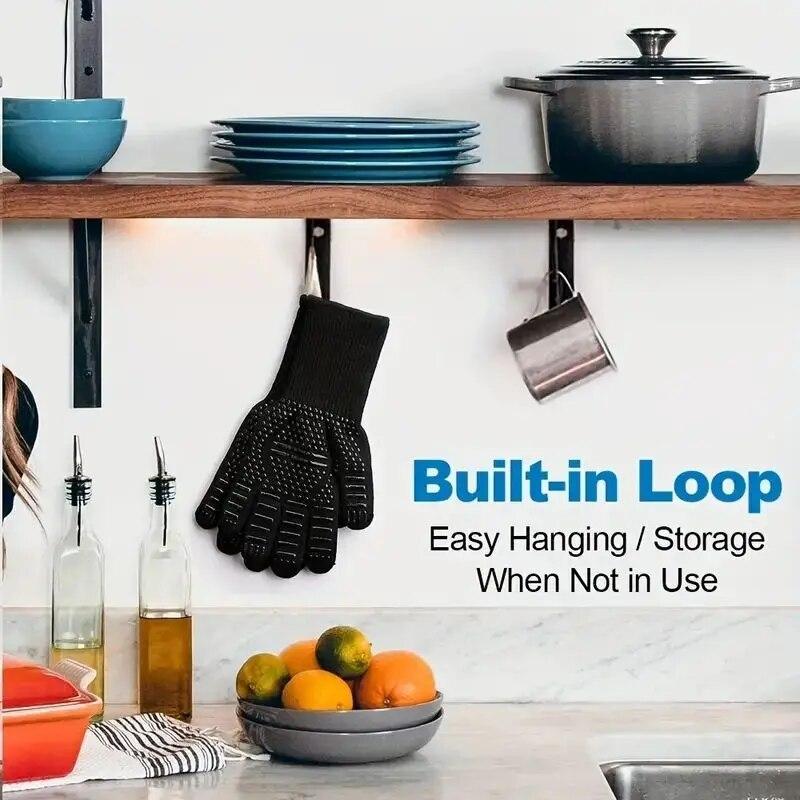1 pz Guanti da forno resistenti al calore - Guanti da barbecue in silicone antiscivolo e resistenti al taglio per cucina, griglia, campeggio e utensili da cucina