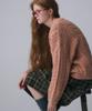 FUNFROMFUN V-Neck Cable Knit Pullover, Apricot