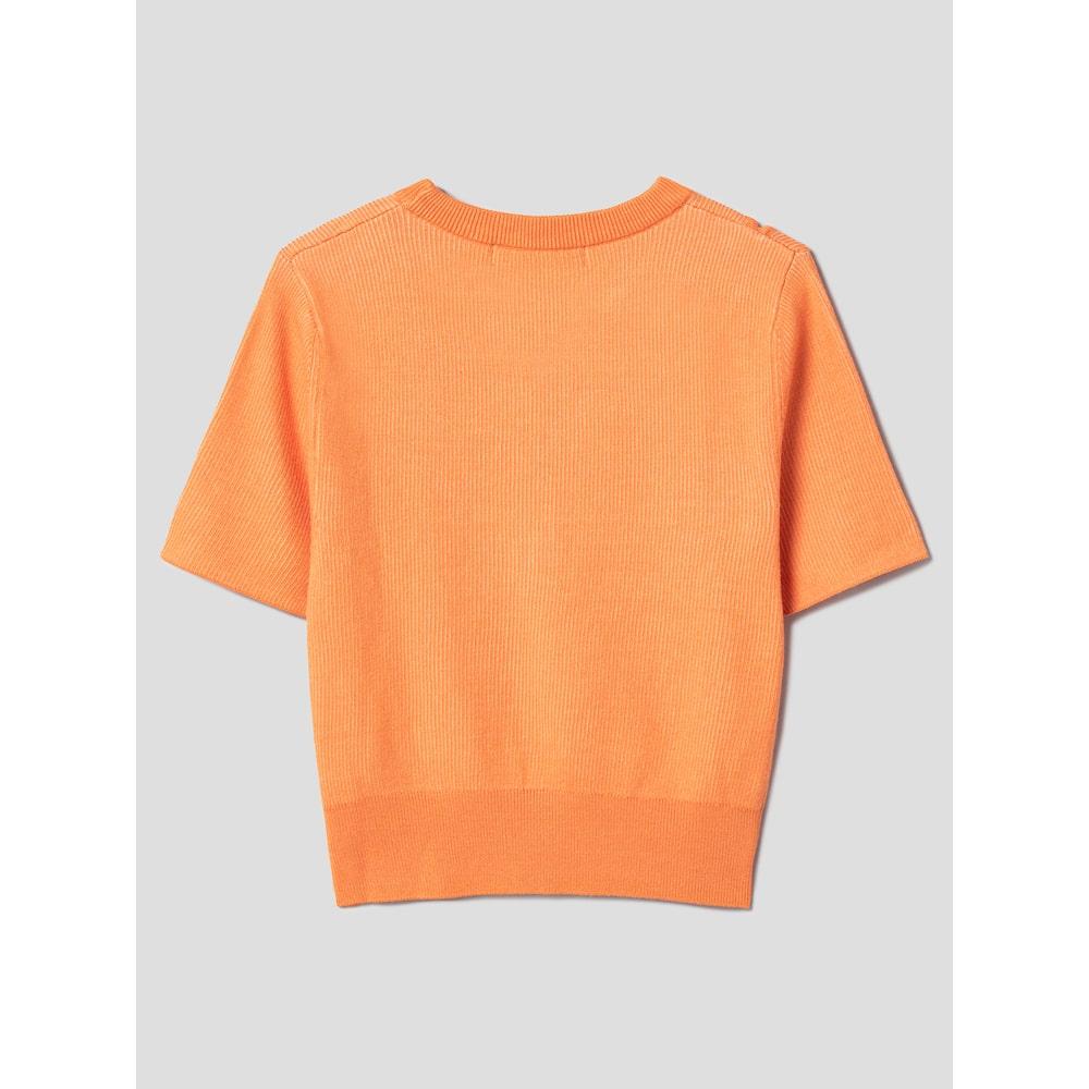 8SECONDS Off-Shoulder Ribbed Knit Orange