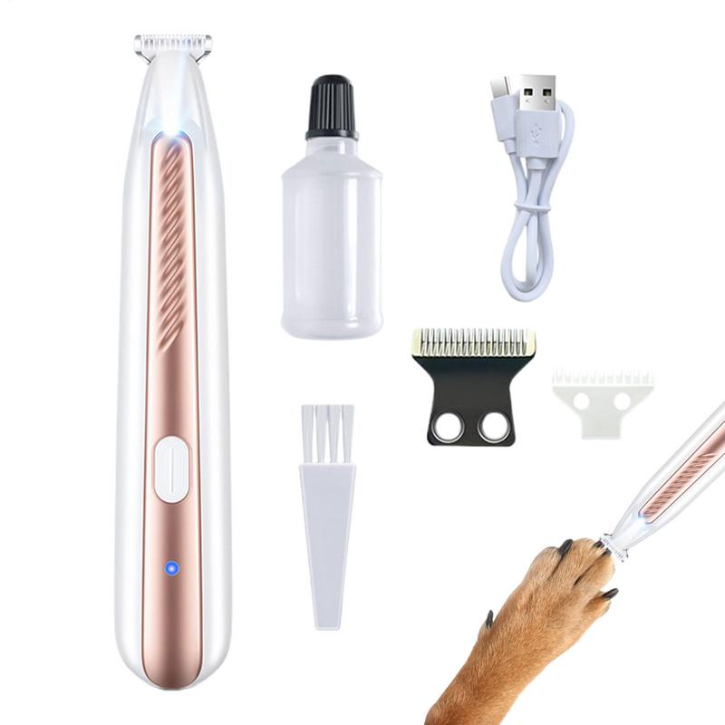 Paw Trimmer for Dogs Hair Grooming Trimmer Cordless Electric Rechargeable Quiet Pet Shaver with LED Light pet electric hair push