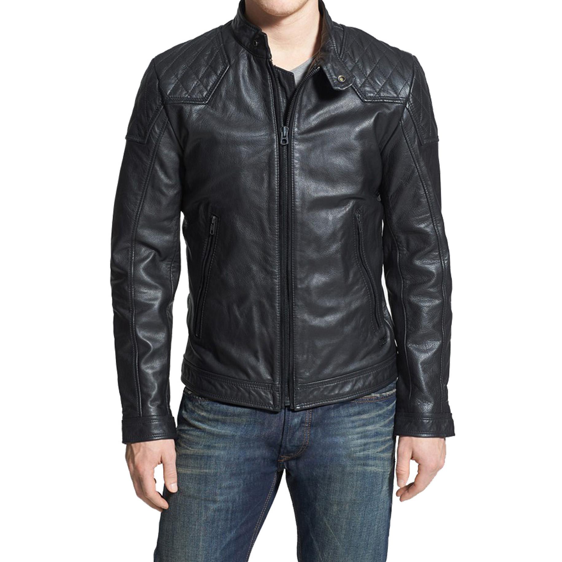 

SkinOutfit Men s Genuine Lambskin Black Leather Jacket Stylish Motorcycle Bomber Biker Outerwear MJ 101 XL чорний