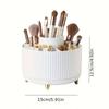 360° Rotating Makeup Brush Organizer Large Capacity 5 Compartments Desktop Storage Box Multi-Functional Easy Access
