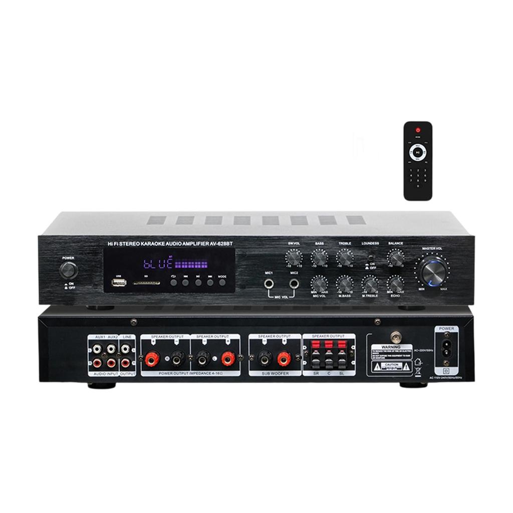 Highly Power 5.1Channel Music Amplifier Featuring Bluetooth-compatible 5.1 USB Card & Mics Input for Home Entertainment
