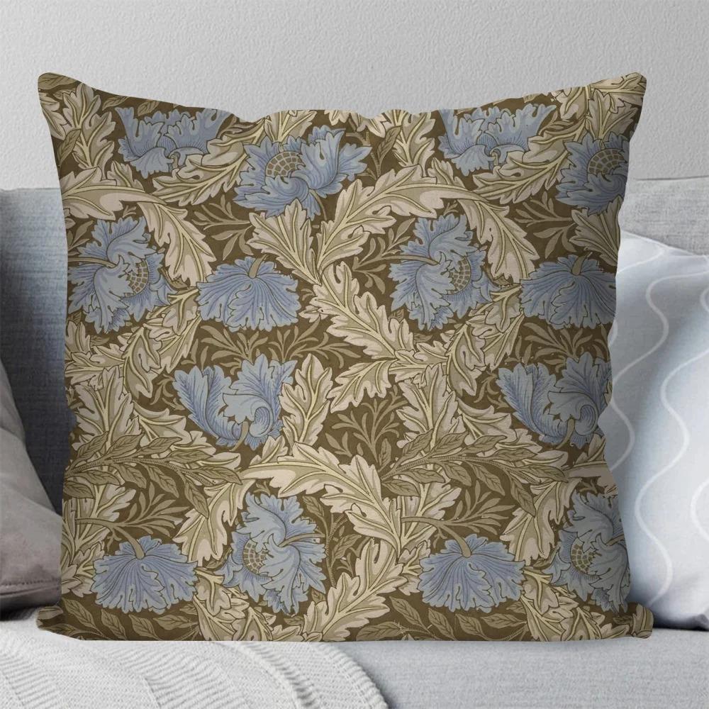 Vintage Floral Cushion Cover William Morris Style Botanical Throw Pillow Case For Sofa Living Room Bedroom Home Decor 40X40Cm