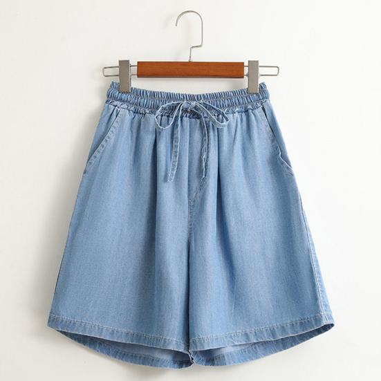 Женские летние широкие шорты с высокой талией — фото 6