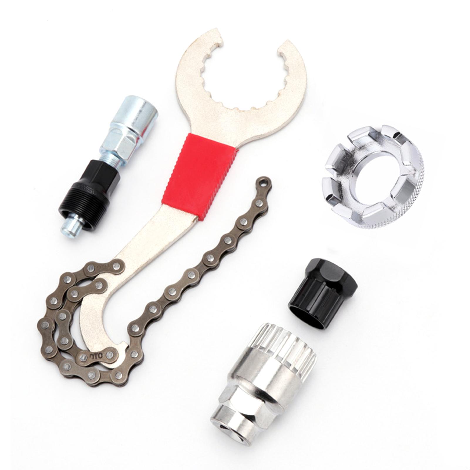 Bicycle Repair Tool Stainless Steel Flywheel Sleeve Chain Cutter Spoke Wrench Kit for Camping Maintenance