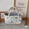 Open Top Quilted Storage Basket Quilted Laundry Basket With Handles  Desktop Organization