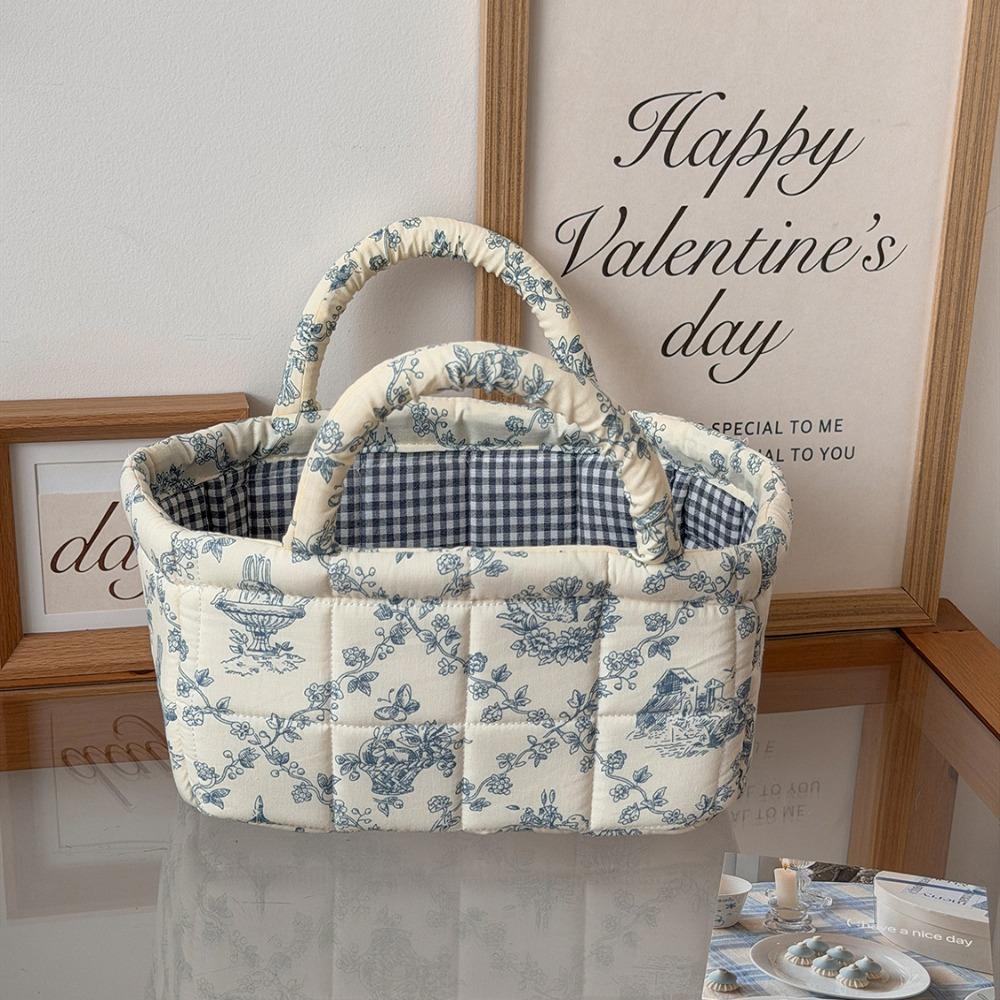Open Top Foldable Fabric Basket Dual Handles Fabric Organizer Bin  Bedroom Storage Style6