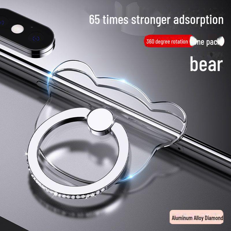 Diamond-Studded 360° Rotating Ultra-Thin Phone Ring Holder with Strong Adhesive for Universal Support