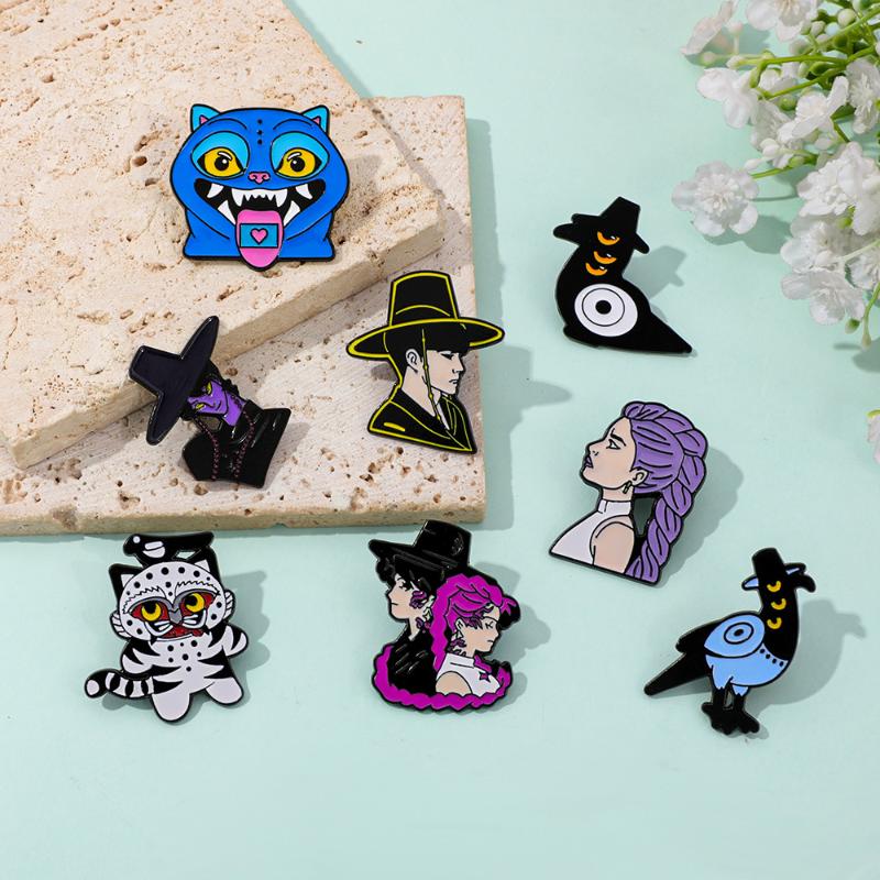 Happy Blue Cat Enamel Pin Fantastic Hunter Team Brooches Woman Men Backpack Badge Accessories Lapel Pin Jewelry Gift