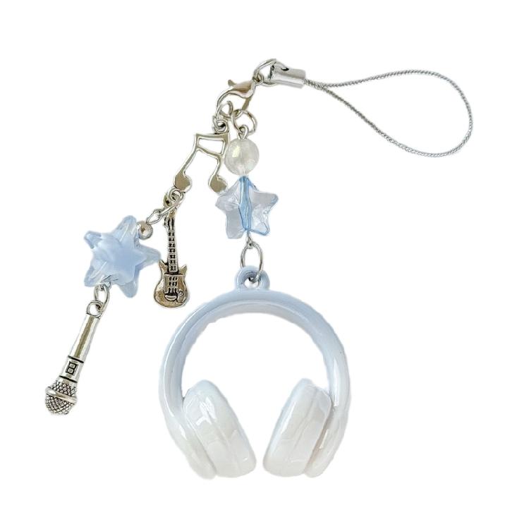 Vibrant Headphone Charm Keychain Keyring Phone Chain Featuring Musical Notes For Birthday Presents and Decorations