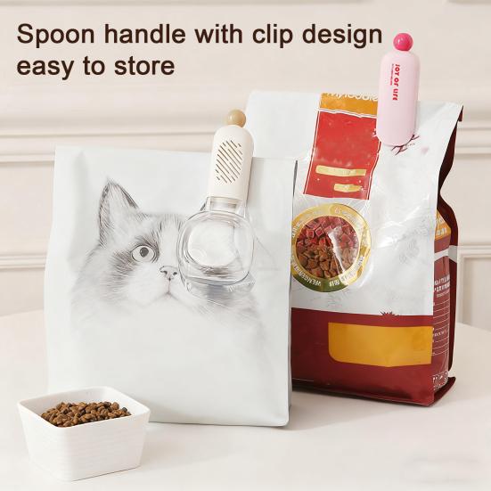 Pet Food Measuring Spoon with Scale Bag Sealing Clip Multi-functional Rice