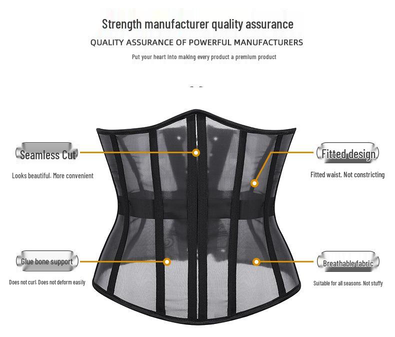 Versatile French Fashion Breathable Waist Slimming Cincher with Back Tie and 14 Boning Adjustment