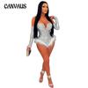 Party Fashion Solid Colour Beaded Long One-piece Sleeve Shorts Jumpsuit for Women Sexy Evening Gown