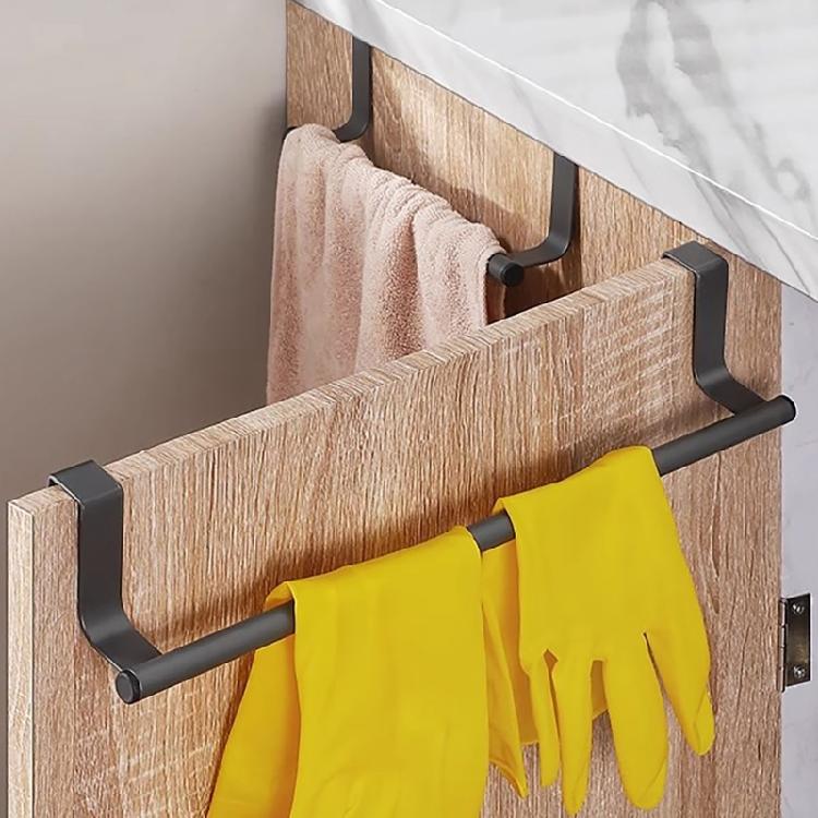 Towel Bar with Hook for Home Bathroom Kitchen,Stainless Steel Towel Hanger Over Cabinet Towel Rack Storage Organizer