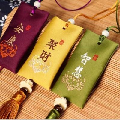 Pendant Spiritual Salt Pouch Silk Amulet Blessing Sachets Pendant Spiritual Salt with Sachet With a Lucky Bag Car Pendant Bags