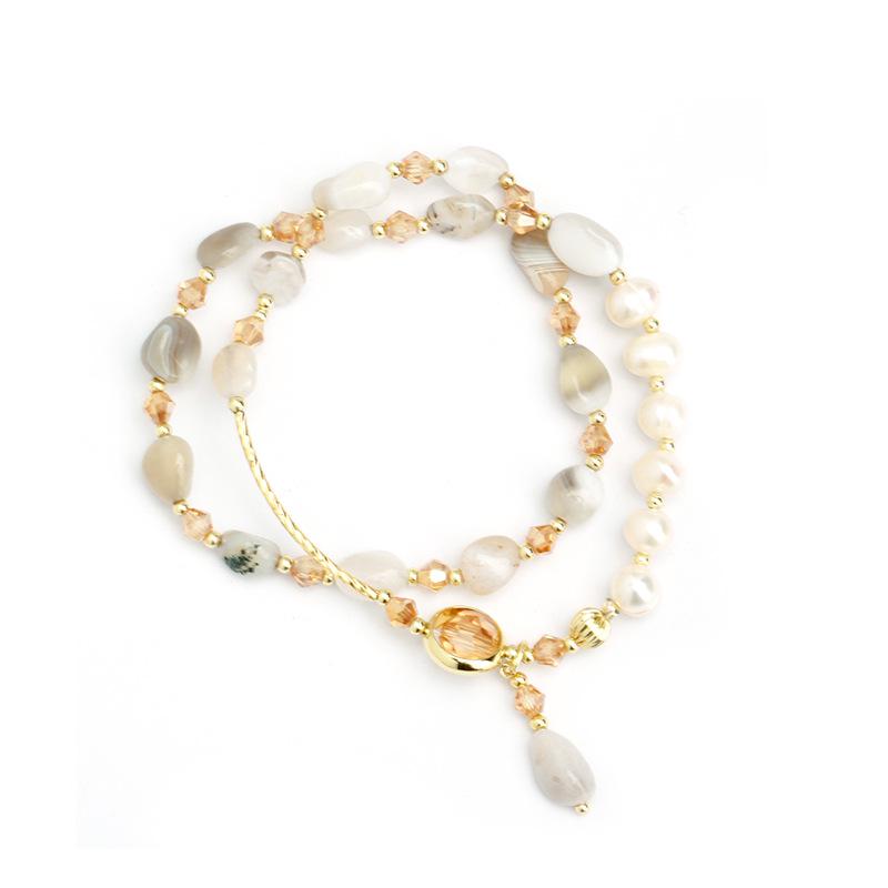 Elegant Pearl & Jade Double-Loop Bracelet: Chic & Stylish Jewelry for Women