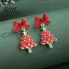 Red Bow Ball Earrings 1 Pair Christmas Deer Snowflake Xmas