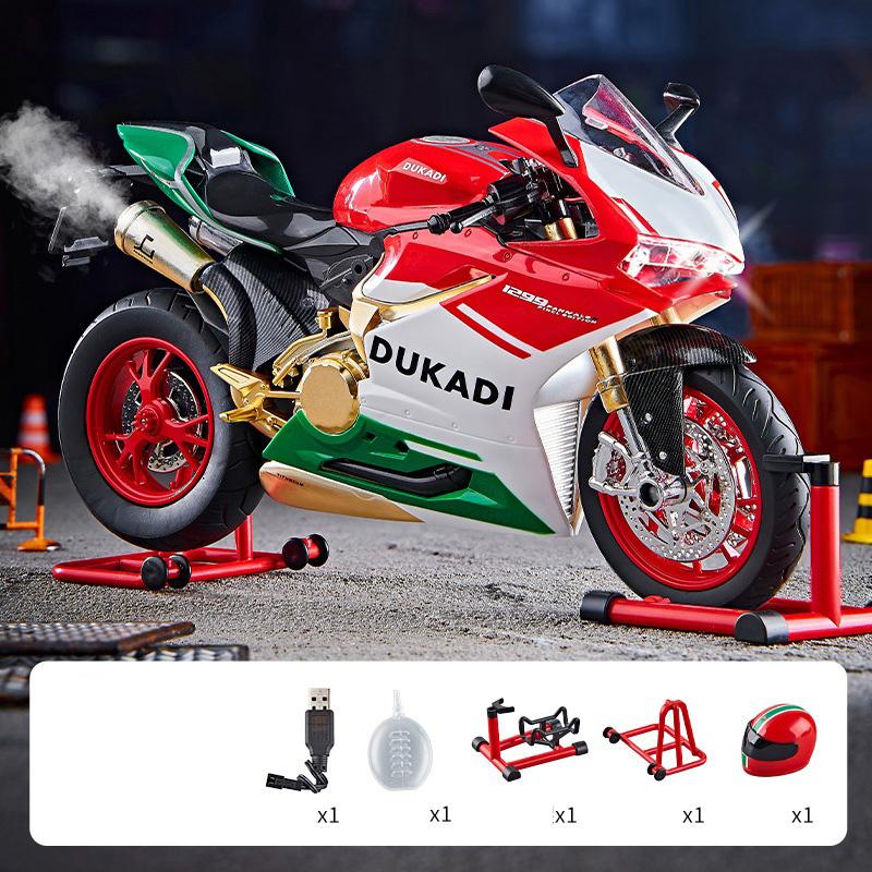 Schlüsselstart 1:9 1199 Panigale Leichtmetall Sportmotorrad Modell Druckguss Rennstreckenmotorrad Modell Mit Sprühgeräusch Licht Kinderspielzeug