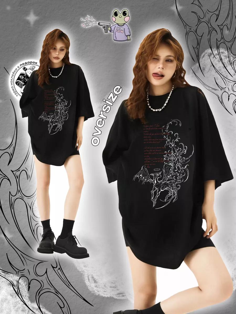 Oversized T-shirt with y2k flower print L