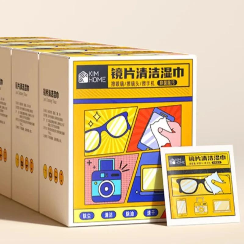 200/100 Peças Limpador de Óculos Lenço Úmido Descartável Anti-embaçante Remoção de Poeira Limpeza de Lentes Óculos de Sol Tela de Celular