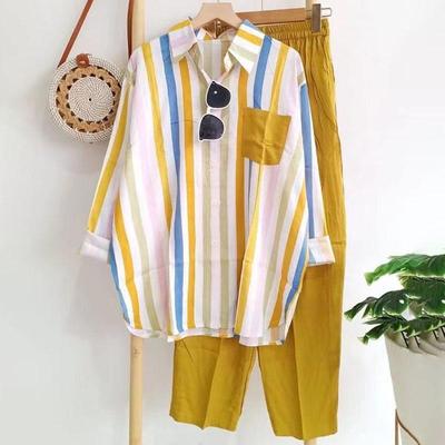 Frühlings-/Sommer Freizeit-Streifen-Trainingsanzug - Altersreduzierender Langarm-Modestil