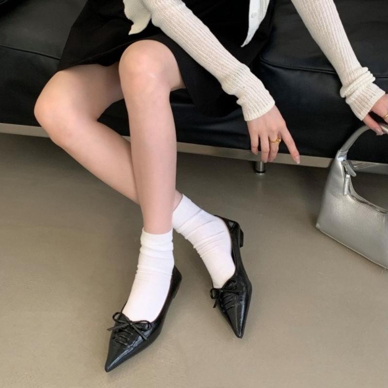 Fashion Elegant Butterfly-knot Shallow Women Low-heeled Shoes Fashion Pointy Toe Flat Sandals Comfortable Soft Sole Brand Designer Shoes