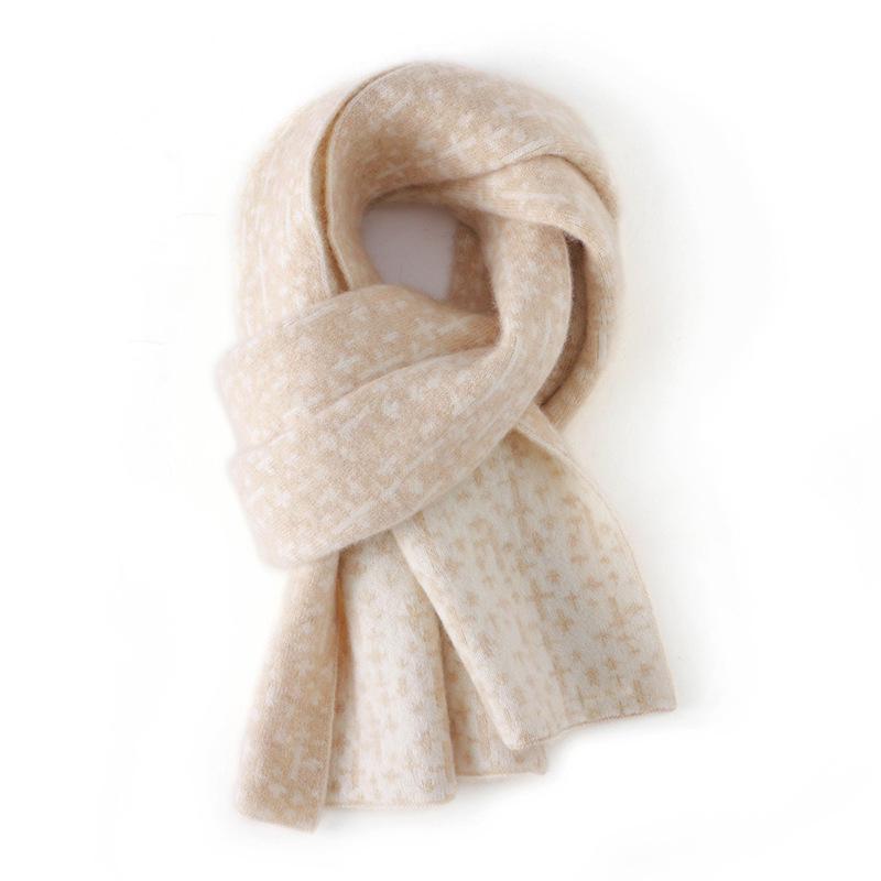 Women s 100% Pure Cashmere Scarf - Color Block Knit for Autumn/Winter Warmth One Size