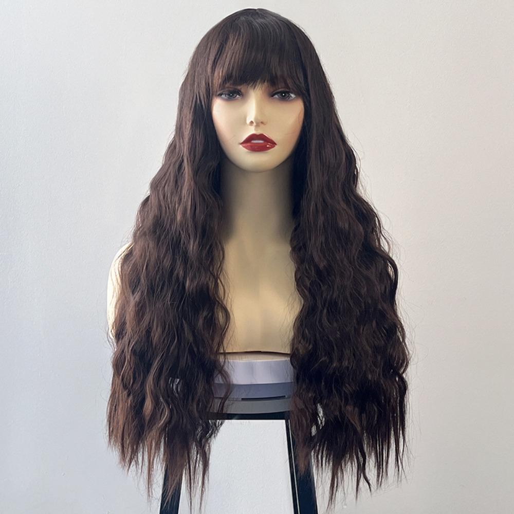Halloween Long Water Wave Wig Cosplay Women Layered Wigs Orange Brown Gold Curly Wigs  Carnival