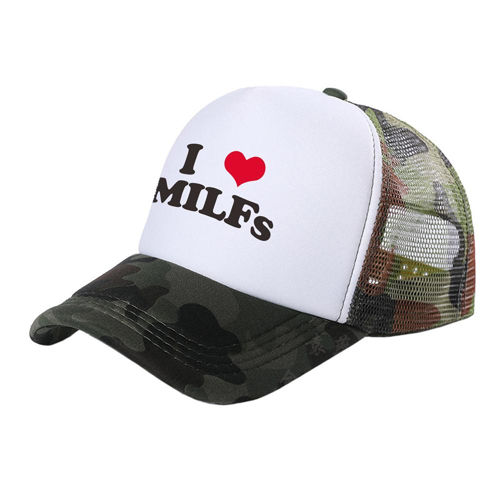 Amo le MILF Cappellini da camionista Unisex Divertenti Cappello con Umorismo Cappellino da baseball Fresco Estivo Rete Traspirante Unisex Cappellini MZ