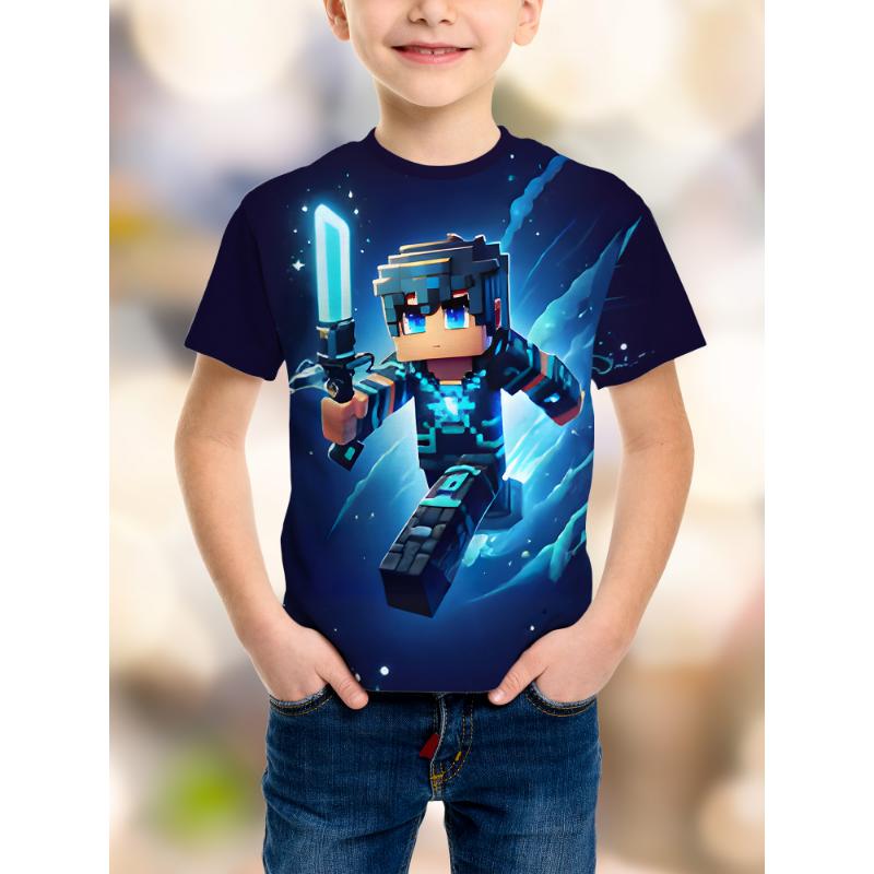 Game Pixel Birthday Party Kids T-Shirt Humor Funny Boys Fashion B-day Novelty Gift Short Sleeve Te
