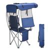 VEVOR Camping Chair with Canopy Shade, Folding Beach Chair with Canopy & Magazine Pocket, 2 Cup Holders, 150 Kg Heavy Duty Support