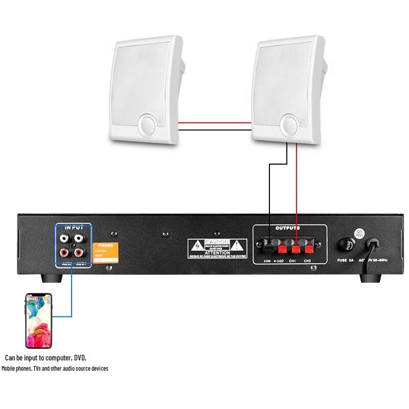 Sistem PA și Muzică de Fundal Montat pe Perete pentru Interior Diyou, priză CN (adaptor inclus) (Versiunea CN)