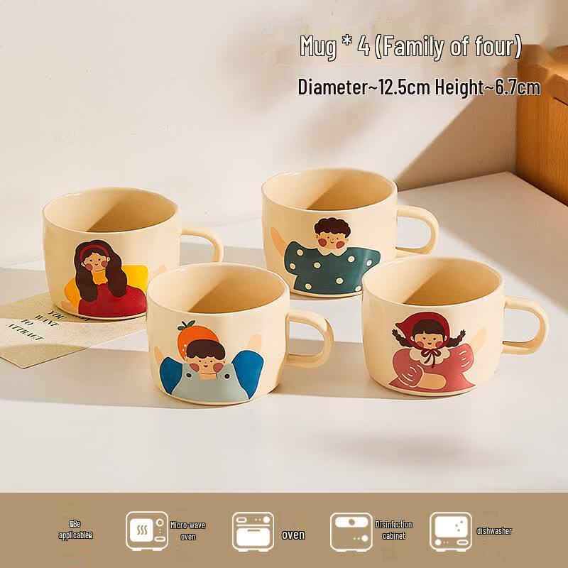 Креативный набор керамических кружек (4-Pack) с ручками 300 мл