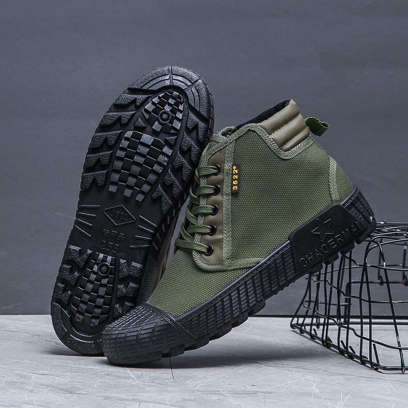 New Men Canvas Shoes Wear-resistant Outdoor Men's Sneakers LaceUp Walking Shoes for Men Climbing Work Tactical Sport Shoes