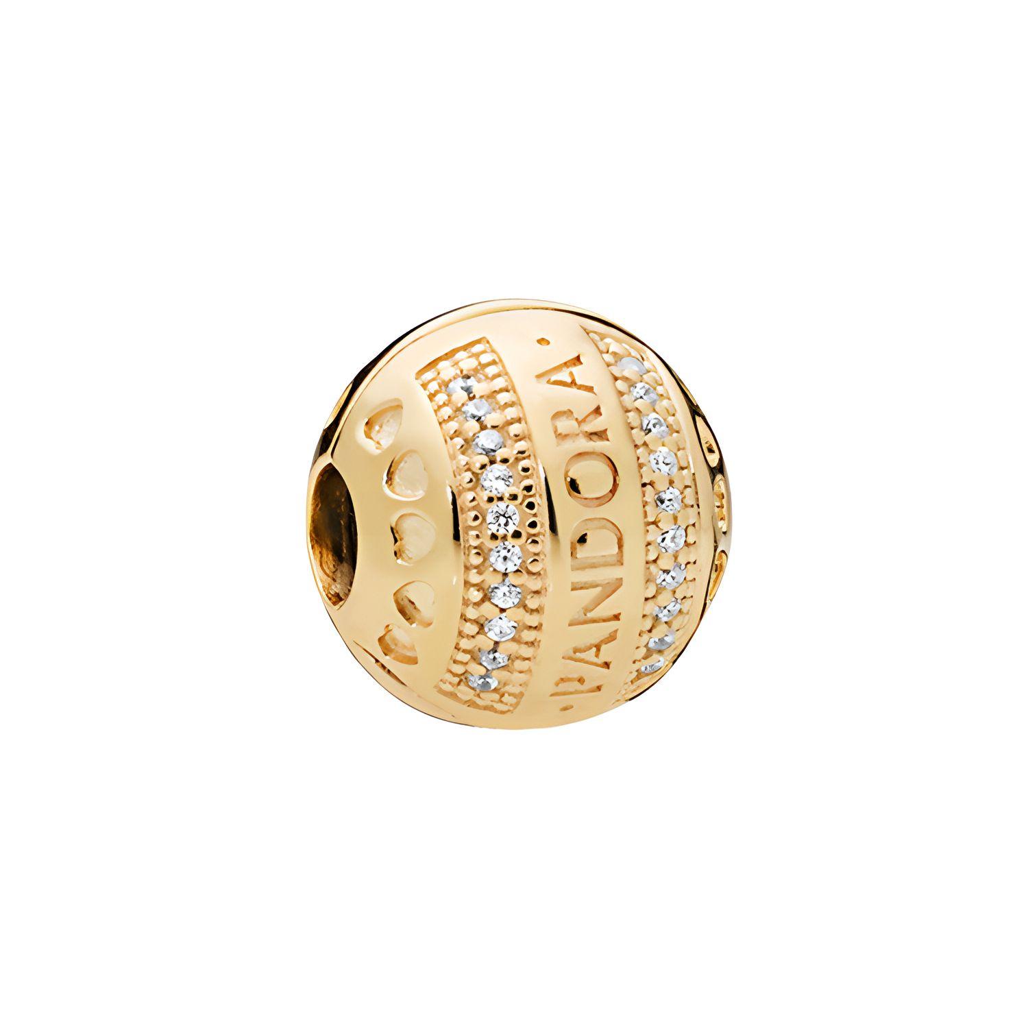 Pandora Logo Heart Sparkling Charm Unisex Jewelry Gold 767433CZ Gold,F