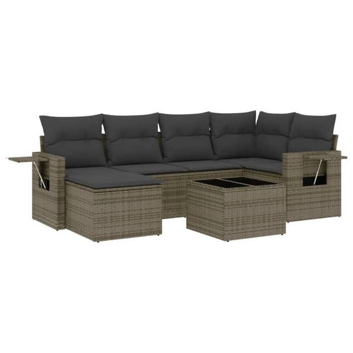 VidaXL Salon de Jardin avec Coussins 7 pcs, Canapés de Terrasse, Ensemble de Meubles de Patio, Mobilier d'Extérieur, Gris 3220469