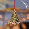 Wooden Christmas Tree Ornament 2D Flat Tree Shaped Hanging Decoration with Gift Boxes for Holiday Xmas Tree Home Party Decor