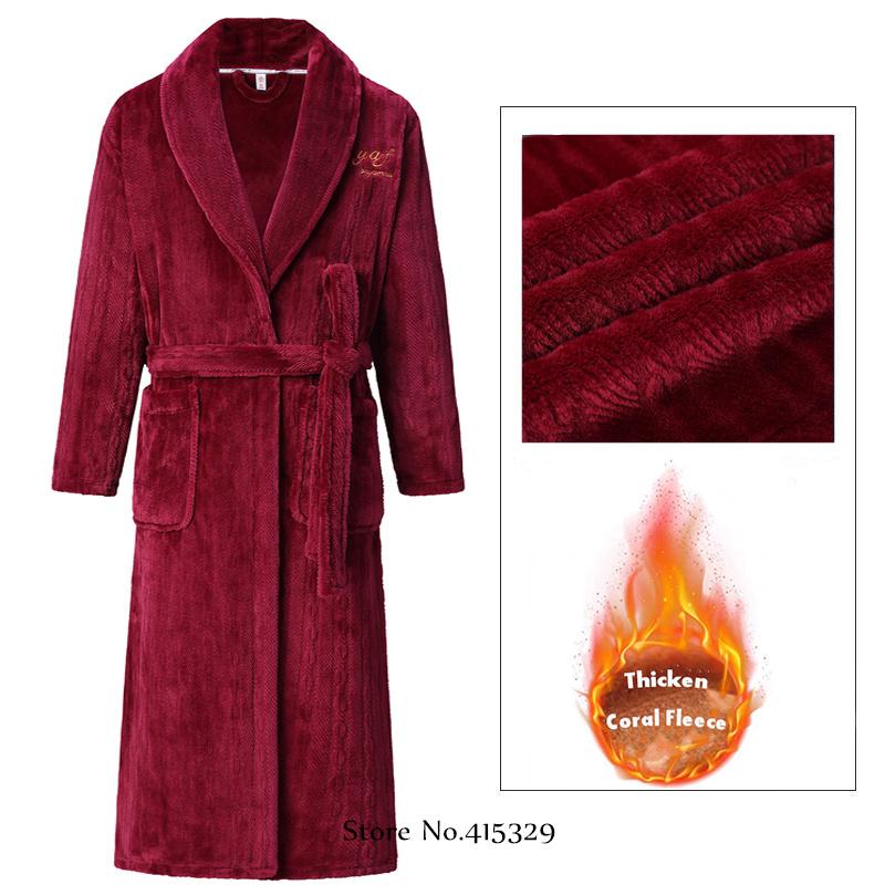 Coral Velvet Bathrobe Shower Kimono Robe Winter New Men's Home Wear Loose Thickened Pajamas