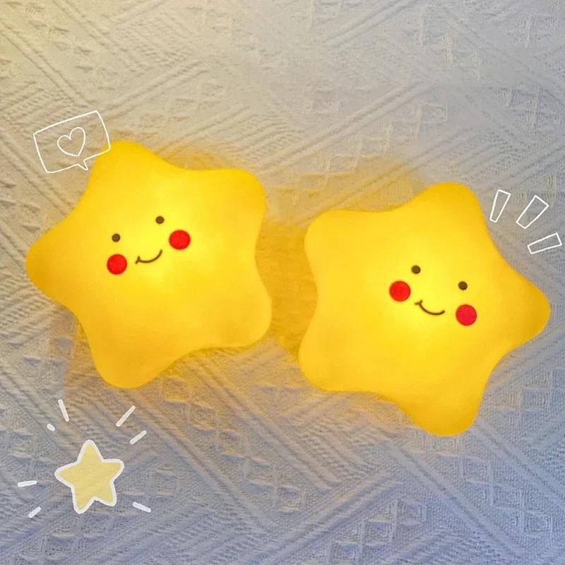 LED Cartoon Night Light Moon 3AA Battery Stars Decorative Atmosphere Table Lamp As Gift Ornament Bedroom Bedsides Night Lamps