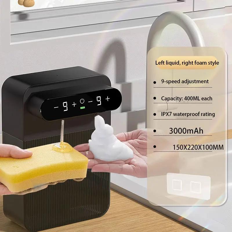 

Automatic induction hand sanitizer USB rechargeable double head touch free wall mounted foam gel soap dispenser cup dispenser