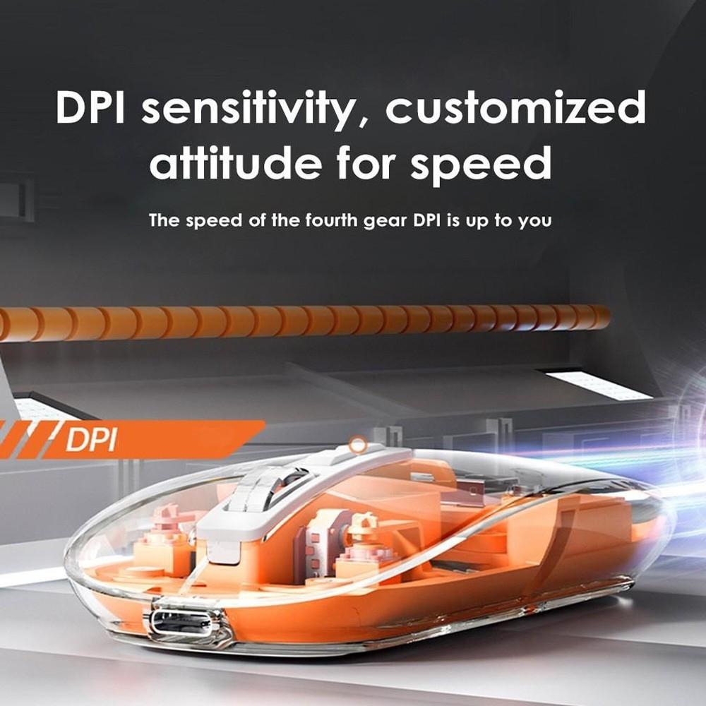Transparent Laptop Wireless Mouse Dual Mode Rechargeable Mouse 2.4G Wireless Mouse Office/Home