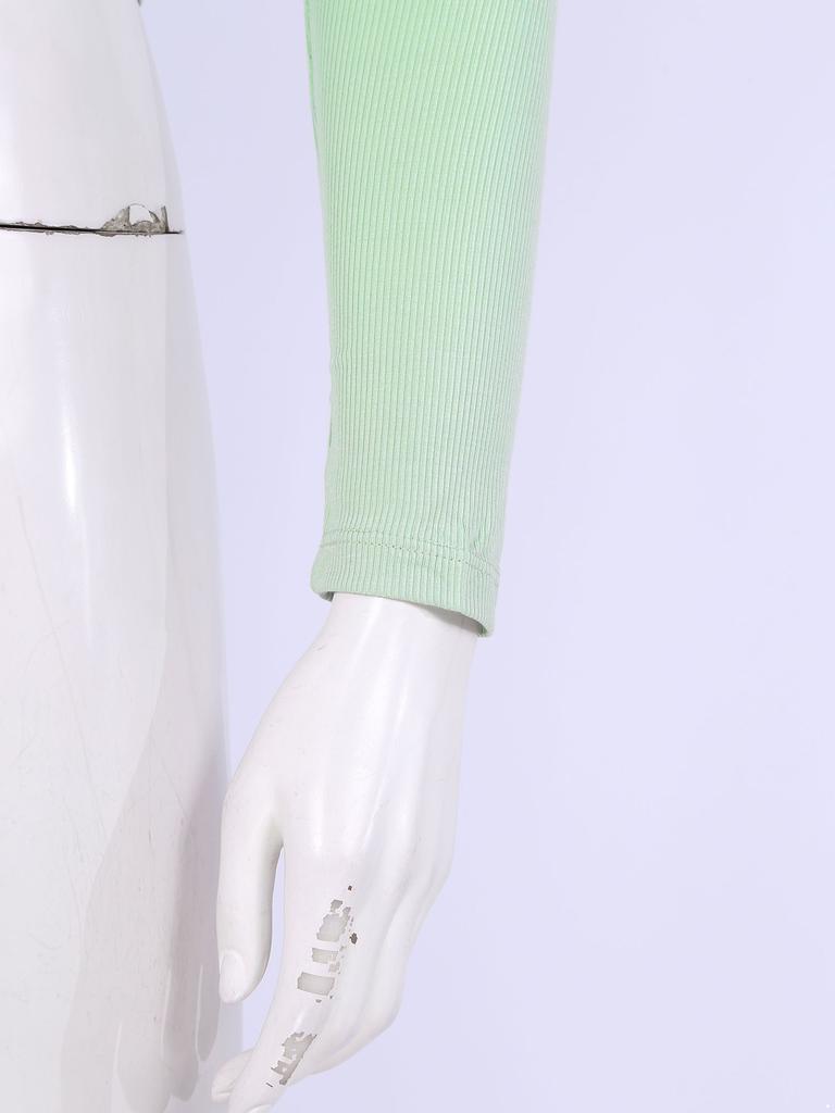 Women Solid Color V Neck Long Sleeves Straps Back Stretchy Crochet Dance Tops Gym Yoga Ballet