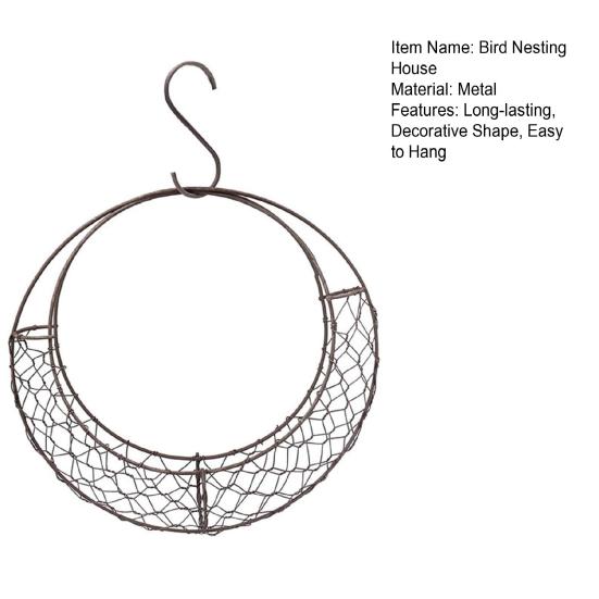 Casa de Nidificação para Pássaros Porta Material Ninhos de Pássaros Estrela Beija-flor Nidificador Metal Ninho de Pássaro Coração com Gancho para Pássaros Selvagens Quintal Exterior