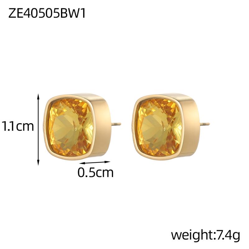 

CARLIDANA Vintage Stainless Steel Zircon Jewelry for Gift Women Colorful Geometric Zircon Stud Earrings Jewelry for Party