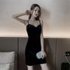 French retro sexy low-cut suspender dress for women's autumn and winter new slim-fitting and thin inner base hip-wrapped skirt