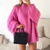 2024 Autumn/Winter Women's Stand-up Collar Knitted Sweater - American Blogger Style, Korean Version