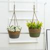 Stroh Hängender Korb Hanfseil Geflochtene Blumenkörbe Topfpflanzen Blumentöpfe