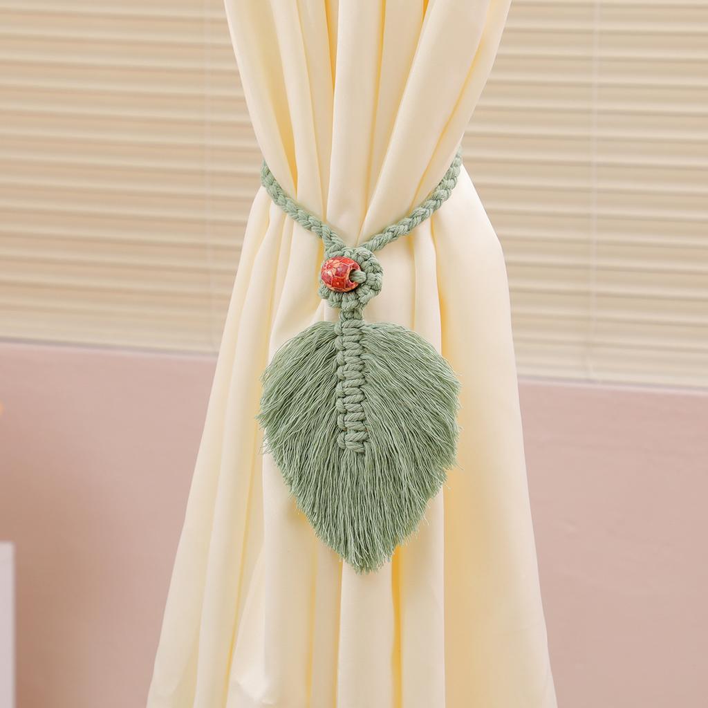 Cotton and linen handmade curtain straps hand woven leaf curtain straps accessories Bohemian style tassels window shade buckles