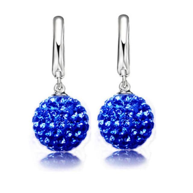 

Разноцветные 1 пара, настоящее чистое серебро 925 пробы, австрийское паве, диско-шар, обруч, серьги с рычагом на спине, женские ювелирные изделия темно-синий